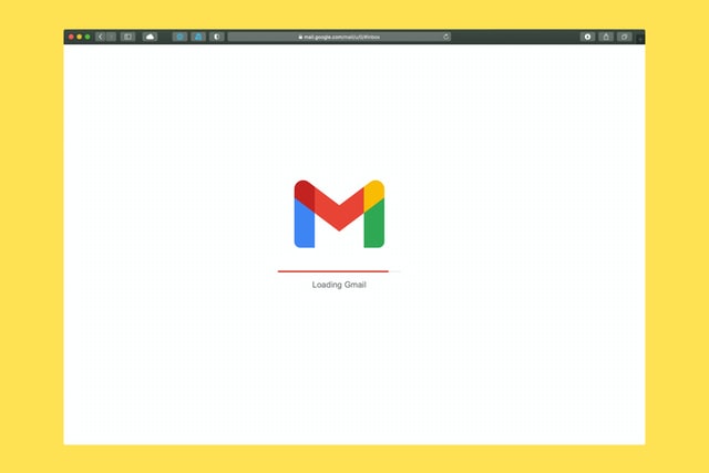Web browser with Gmail loading screen