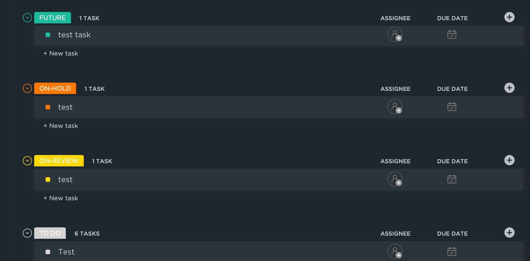 ClickUp Blank Statuses