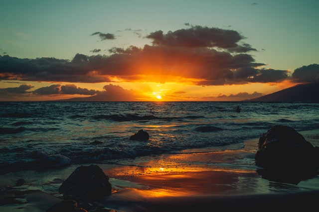 unset over the ocean