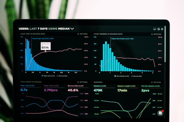 data and analytics on computer screen