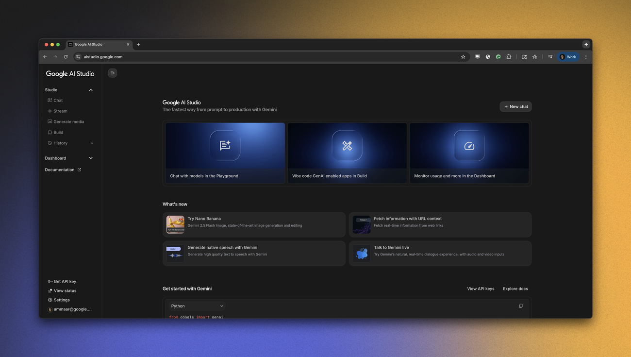 Google AI Studio Homepage