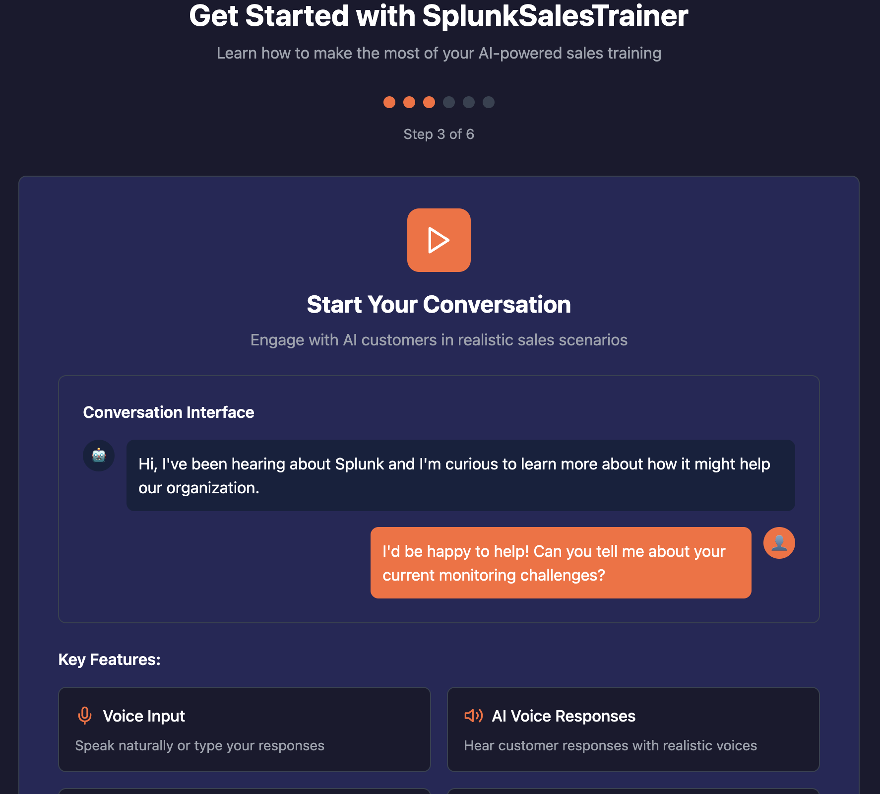 Start your conversation with AI customer