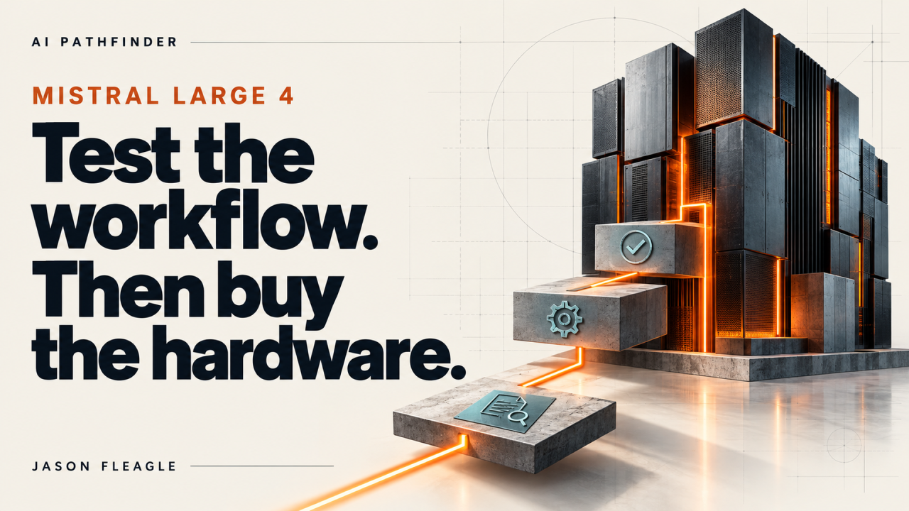 Mistral Large 4: test the workflow, then buy the hardware. AI Pathfinder by Jason Fleagle.